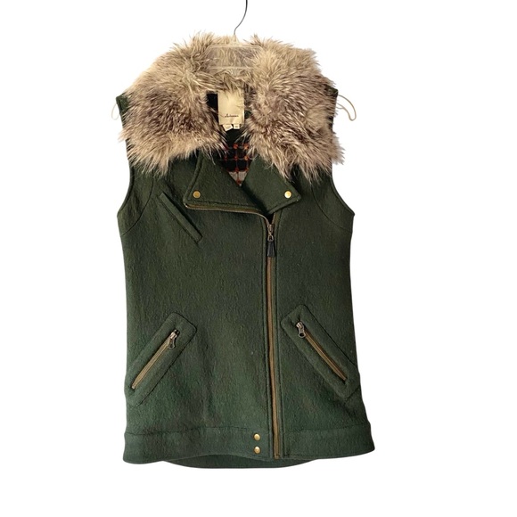 Elevenses Anthropologie Dark Green Salt Creek Vest Crochet Back Granny size XS - Picture 2 of 8